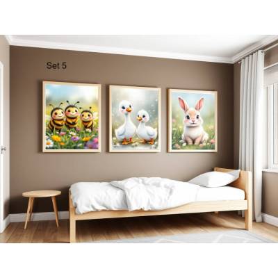 Bauernhof Poster Set Nr. 5/33 | 3er Set von DOPIXIO |  Tiere Kinderzimmer Deko | Digitaler Download 30x40