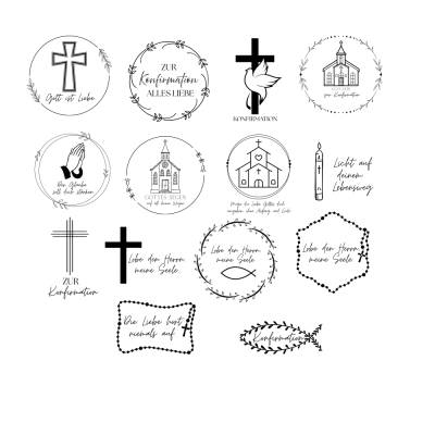 Konfirmation Bundle PNG SVG Datei - Download Plotterdatei - Plotter File - Kirche Fisch Bibel Kreuz Christlich Cricut 