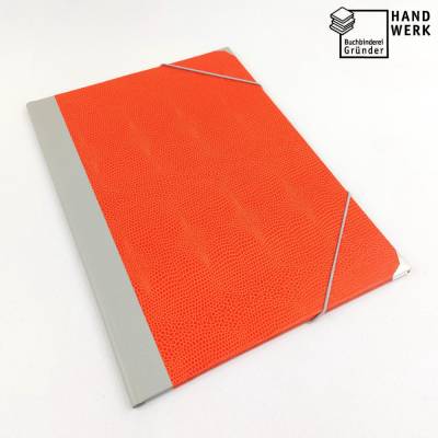 Mappe, DIN A4, orange hellgrau, Eckspannermappe, Schlange Eidechse Optik 