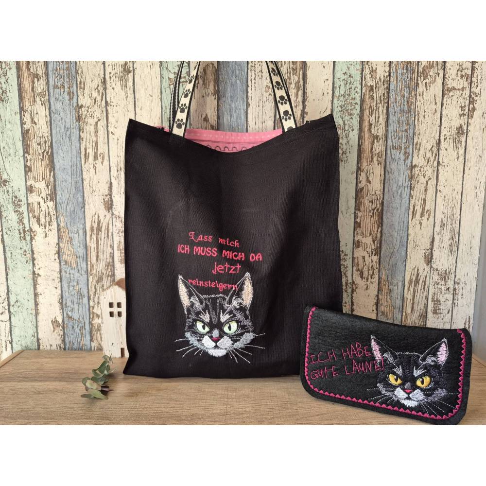 Katzengesicht Grumpy Lichteffekt Stickdatei 10x10cm – Perfekt für schwarze Stoffe Bild 4