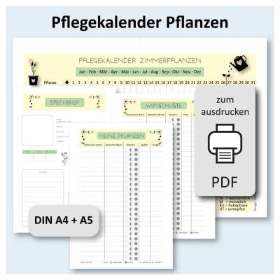 Zimmerpflanzen Pflegeplan - Pflanzensteckbrief - Planer Pflanzen - PDF DIN A4 + A5 - minimalistisch
