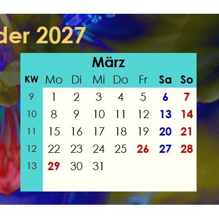 Ihr Jahreskalender 2027 auf einen Blick mit Blue Lights PDF – DIN A4 zum Ausdrucken Bild 3