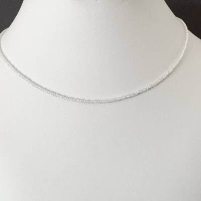 Kette weißer Zirkon 42 cm – Facettierte Edelsteine, Sterling Silber Verschluss, Geschenkidee, Brautschmuck