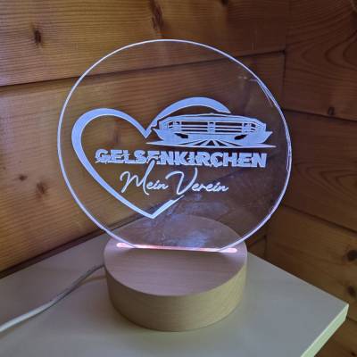 LED-Lampe | Fußballstadion Gelsenkirchen | inkl. Namensgravur | Klares Acrylglas | Geschenkidee | Fußballfans