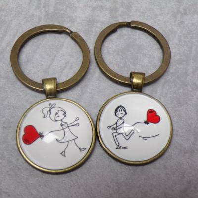Schlüsselanhänger Set Paar Herz – Lustiges Geschenk für Verliebte & Paare mit Humor