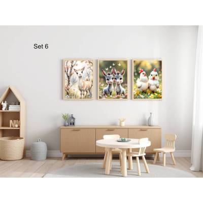 Bauernhof Poster Set Nr. 6/33 | 3er Set von DOPIXIO |  Tiere Kinderzimmer Deko | Digitaler Download 30x40