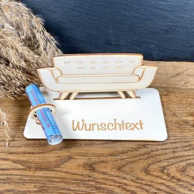 Geldscheinhalter Couch, Sofa, Geldgeschenk, Geburtstag, Geschenk, Wunschtext, Personalisierbar