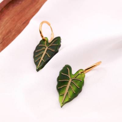 Ohrringe Begonie Pflanze Creolen - 18k vergoldet Monstera Blatt Anhänger Anhänger - leichte Ohrringe Zimmerpflanze 