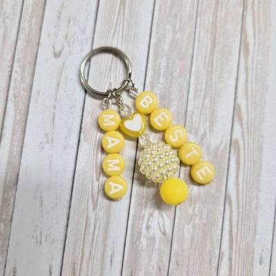 Schlüsselanhänger Beste Mama – Handgemacht mit Buchstabenperlen – Geschenk Muttertag