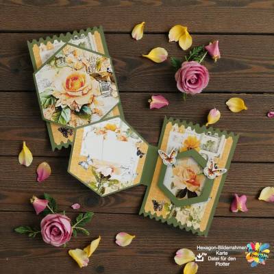 Hexagon Bilderrahmen Karte Plotterdatei – SVG/DXF kompatibel mit Cricut & Brother