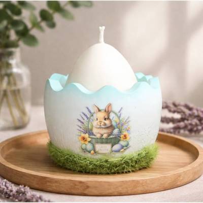 Osterdekoration - 2-er Set - Osterei mit Kerze
