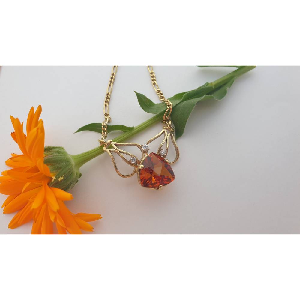 Edles Collier mit Madeira-Citrin & Brillanten in 585 Gelbgold Bild 1