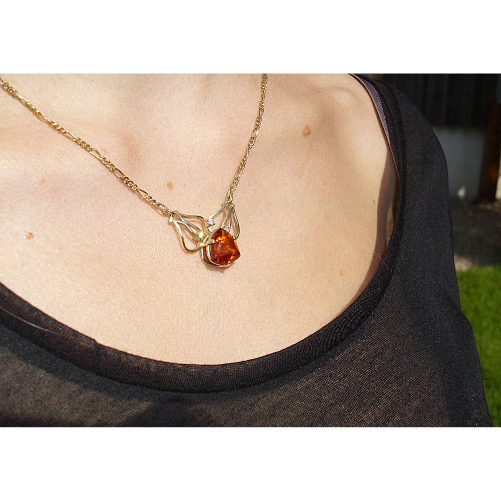Edles Collier mit Madeira-Citrin & Brillanten in 585 Gelbgold Bild 2