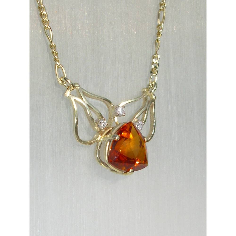 Edles Collier mit Madeira-Citrin & Brillanten in 585 Gelbgold Bild 3