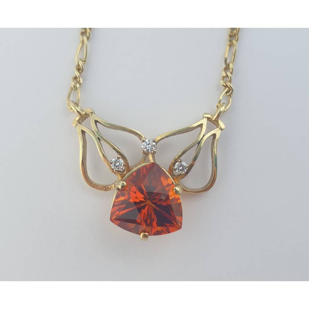 Edles Collier mit Madeira-Citrin & Brillanten in 585 Gelbgold Bild 4