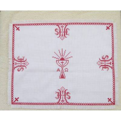 Weihkorbdecke, Osterdecke religiöses Motiv, Kreuzstich Handarbeit, Osterdeko