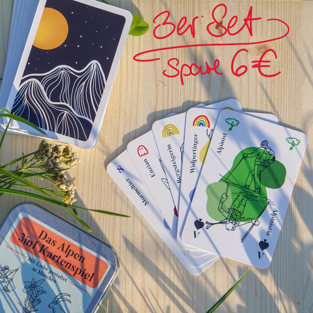 3-er Set - Alpen 3in1 Kartenspiel - Skat - Mau Mau - Für Bergliebhaber Bild 1