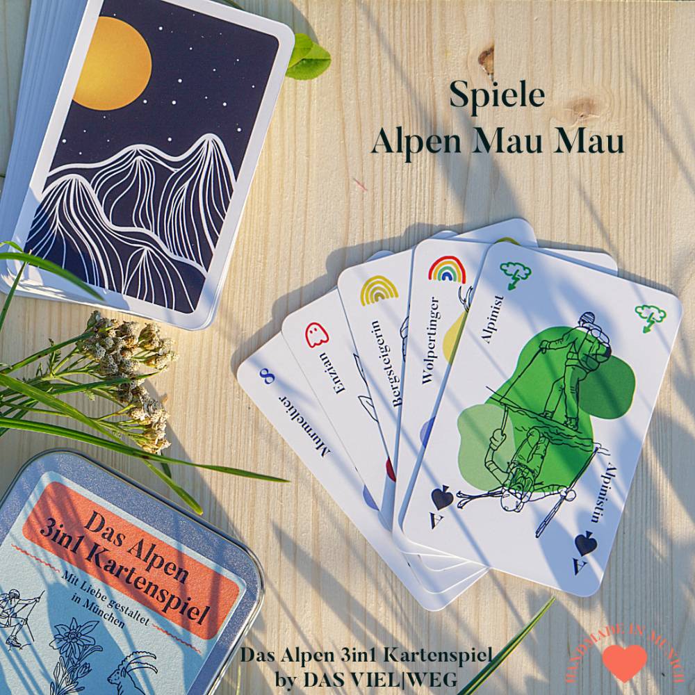 3-er Set - Alpen 3in1 Kartenspiel - Skat - Mau Mau - Für Bergliebhaber Bild 4