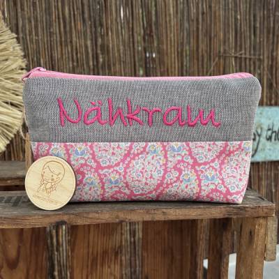 Nähkram Mäppchen pink Tilda – Schlampermäppchen, Stiftemappe, Federmappe, individuell bestickt