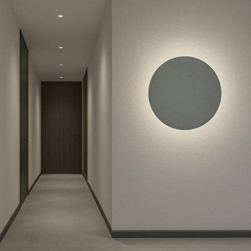 Moderne Wandlampe in Betonoptik, Runde dimmbare LED-Wandleuchte für Wohnzimmer | Indirekte Beleuchtung, Minimalistisches