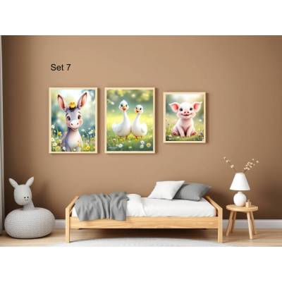 Bauernhof Poster Set Nr. 7/33 | 3er Set von DOPIXIO |  Tiere Kinderzimmer Deko | Digitaler Download 30x40
