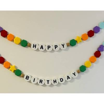 Personalisierte 3D-Druck Geburtstagsgirlande aus PLA – Individueller Namenszug & Farben