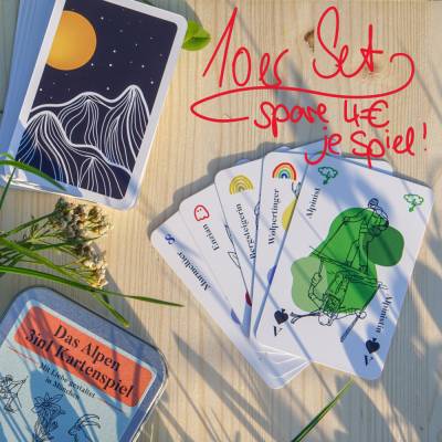 10-er Set - Alpen 3in1 Kartenspiel - Skat - Mau Mau - Für Bergliebhaber