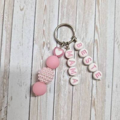 Schlüsselanhänger Beste Mama – Handgemacht mit Buchstabenperlen – Geschenk Muttertag