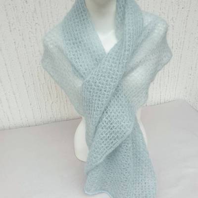 Luxuriöse Brautstola Mohair Seide Mint – Edles Lacetuch für Hochzeit & Feste