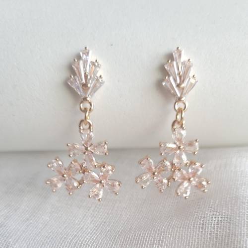 Kristall Ohrringe,Hochzeitschmuck Gold,Braut Ohrringe,18K Vergoldete Ohrringe