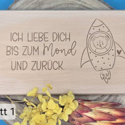​personalisierbar / Gravierte Holz-Frühstücksbretter – Herzliche Botschaften & Lebensfreude