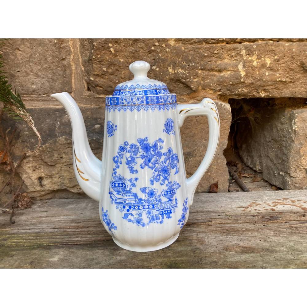 Kaffeekanne China Blau Porzellan Art Deco 30er 40er Jahre