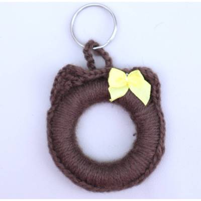 Schlüsselanhänger Katze bunt Schlüsselring Taschenbaumler Handgefertigt Katzenkopf