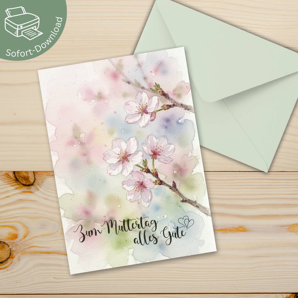 Muttertagskarte Kirschblüten als PDF Download Bild 1