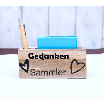 Geschenk Idee mit graviertem Kugelschreiber Notizzettelhalter Gedankensammler