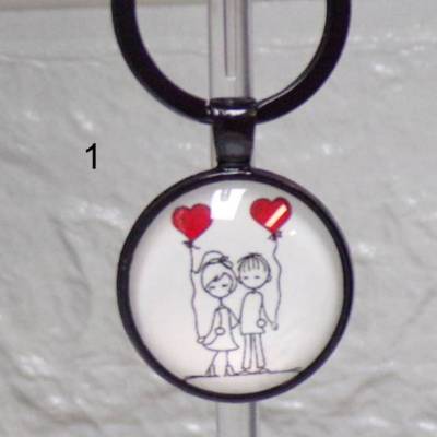 Cabochon Schlüsselanhänger Herz – personalisierbar, Stahl, Liebe, Valentinstag, Paar-Motiv