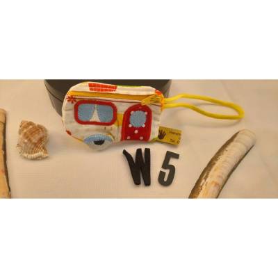 Camper Wohnwagen W 5 Schlüsselanhänger – Reißverschlusstasche & Minibörse aus Baumwolle,