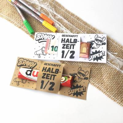 Druckvorlage Zwischenzeugnis Schule – DIY Geschenkidee Halbzeit für Lehrer & Schüler | PDF Bastelvorlage