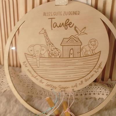 Geldgeschenk zur Taufe Arche Holz