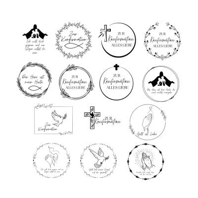 Konfirmation Bundle PNG SVG Datei - Download Plotterdatei - Plotter File - Kirche Fisch Bibel Kreuz Christlich Cricut 