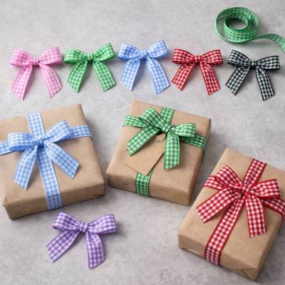 Vichy Karo Ripsband Set 5×1 m – 15 mm breit, 6 Farben – Bastel- & Dekoband Meterware