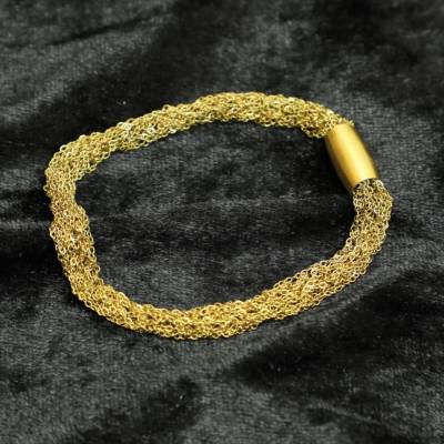 Außergewöhnliches flexibles Damenarmband im Art-Déco-Stil – aus Edelstahl-Kettchengarn