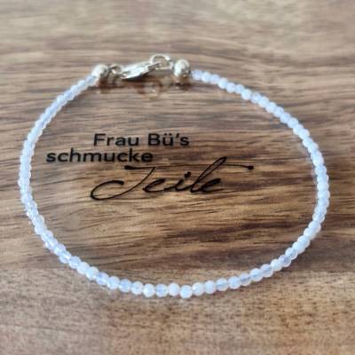 Handgefertigtes  Armband aus Chalcedon und 925 Silber – Zart, funkelnd & einzigartig
