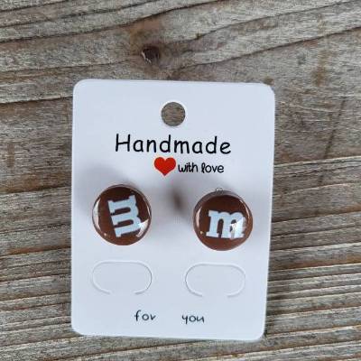Schokolinsen Ohrstecker bunte Ohrringe Süßigkeiten Ohrschmuck in orange