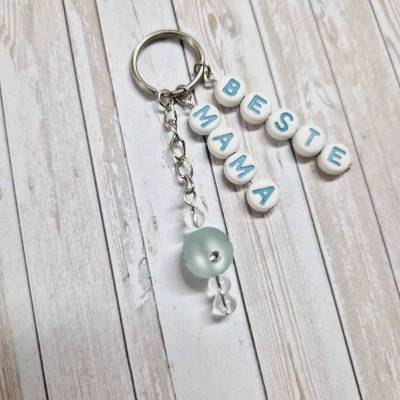 Schlüsselanhänger Beste Mama – Handgemacht mit Buchstabenperlen – Geschenk Muttertag