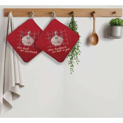 ITH Topflappen Knoblauch 20x20 cm – Stickdatei & Nähanleitung mit 6 Sprüchen, Schnittmuster & Geschenkidee