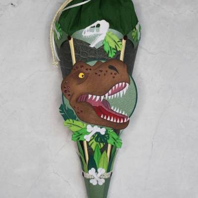 Kleine Schultüte Dinosaurierkopf „T-Rex“ 41 cm 5-eckig