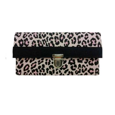 Geldbörse Portemonnaie Leopard Rosa Schwarz - Miss Manny Maxi