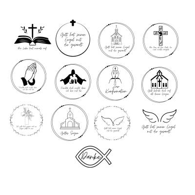 Konfirmation Bundle PNG SVG Datei - Download Plotterdatei - Plotter File - Kirche Fisch Bibel Kreuz Christlich Cricut 