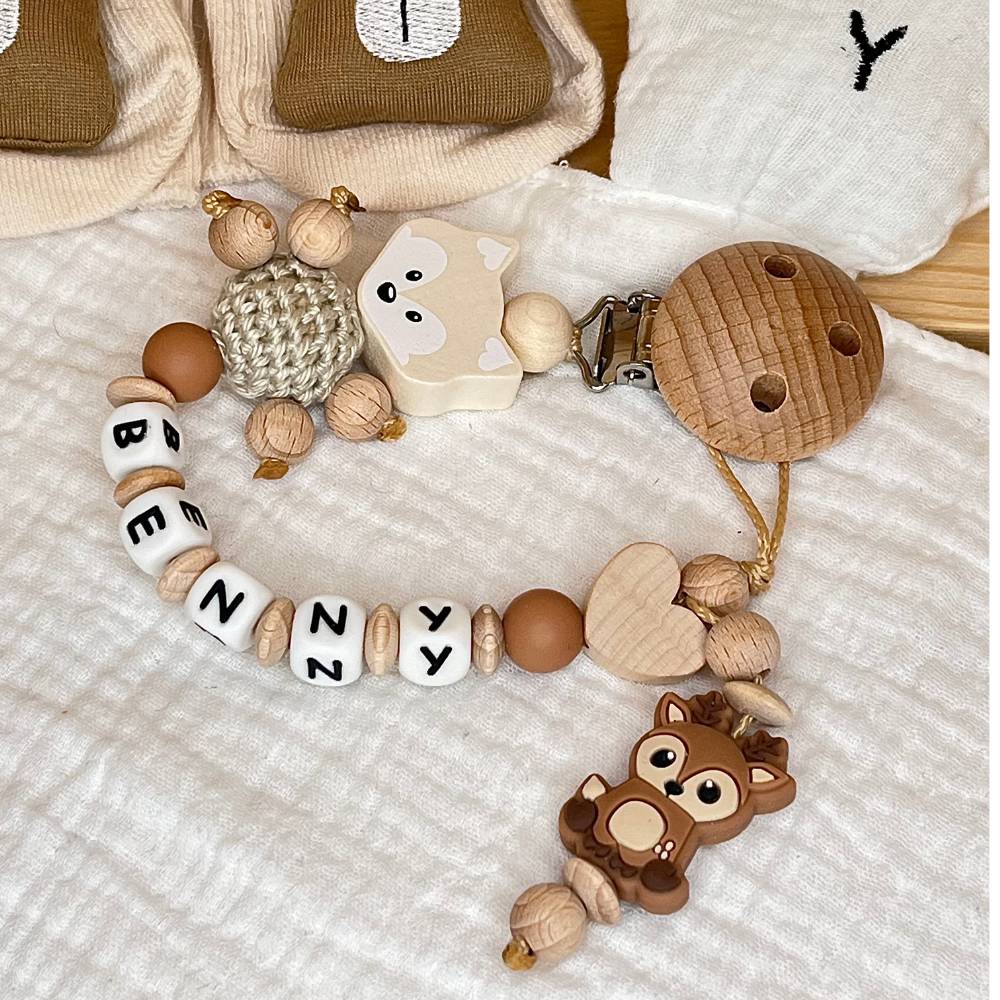 Schnullerkette mit Namen – personalisiert - für Jungen oder Mädchen | Baby Geschenk Bild 1